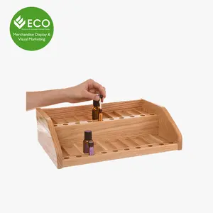 Custom Wooden Display Case Essential Oil Counter Display Rack For Small Bottle