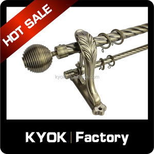 KYOK Bela flor remate em pólo da cortina/cortina final, duplo heavy duty suporte da haste de cortina, trançado tubulação da cortina de ferro forjado - Product Image 5