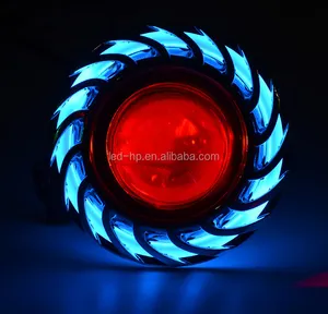 高亮度RGB彩色10W led定制大灯，用于带有蓝色天使眼和红色魔鬼眼的摩托车