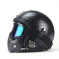 Casque de moto en cuir PU de haute qualité, avec masques à lunettes pour moto rétro