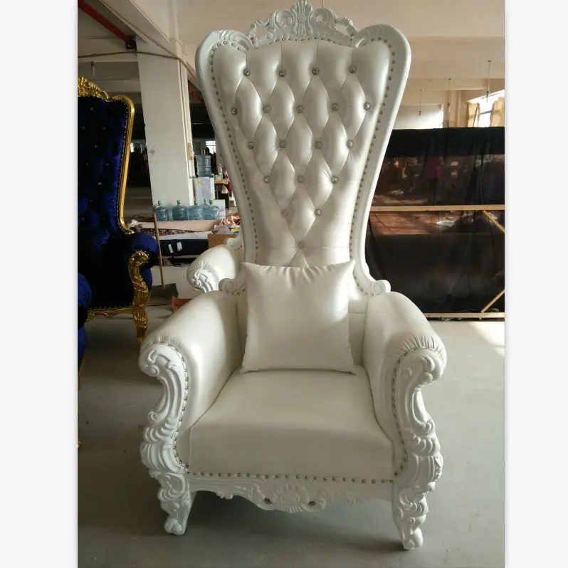 เก้าอี้บัลลังก์ราชาสีม่วงเก้าอี้ร้านทำผมเก้าอี้บัลลังก์ราชวงศ์สีขาวและสีเงิน