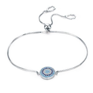 BAGREER SCB005 Wholesale Elegant S925 <strong>Silver</strong> Lady CZ <strong>Bracelet</strong> Band <strong>Stretch</strong> Blue Eye Turkey Fine <strong>Bracelet</strong> - Product Image 5