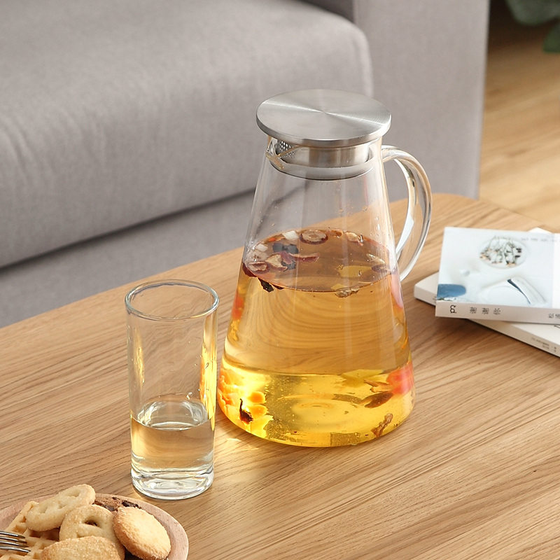 Borosilicate Glass Pitcher with Lid, Water Jug for Hot/Cold Water, Ice Tea and Juice Beverage