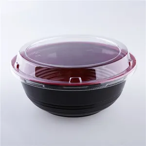 SM3-2104 wegwerp rood en zwart plastic donburi kom