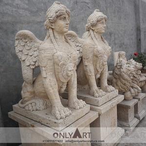 Onlyart nhà máy đá khắc tác phẩm điêu khắc nổi tiếng Ai Cập bằng đá cẩm thạch cuộc sống Kích thước tượng nhân sư cho khu vườn công cộng trang trí nội thất - Product Image 1