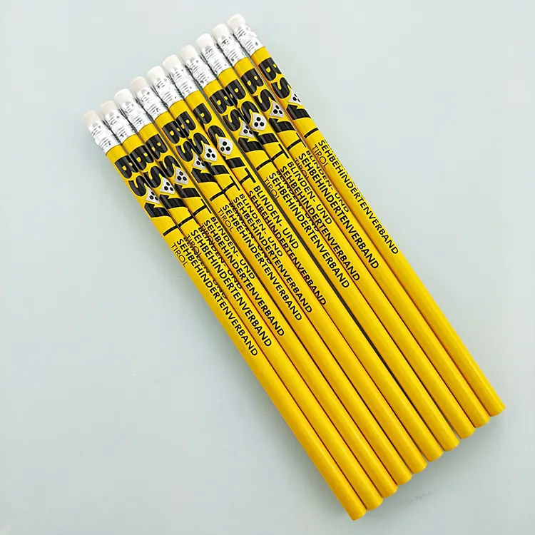 Pensil HB Kuning Pensil Hb dengan Penghapus Atas