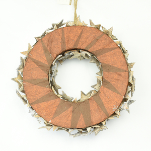 Couronne de porte ronde en mousse d'écorce de bouleau, naturelle, suspendue pour noël