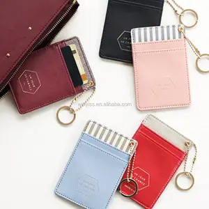 Leather Card Holder Wallet IC Bus Card Holder of Key Chain Wallet