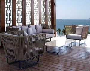 Muebles de bambú para exteriores, sofá de mimbre para jardín, juegos de sofás de esquina de ratán - Product Image 4