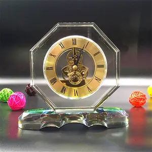 石英模拟闹钟透明表时钟水晶台钟