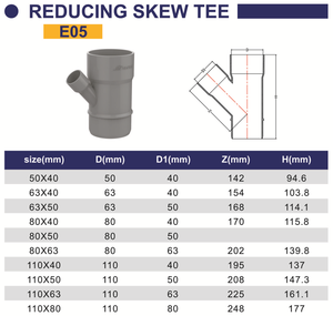 Vente chaude <span class=keywords><strong>pvc</strong></span> <span class=keywords><strong>45</strong></span> degrés y raccord de tuyau de dérivation réduire tee latérale - Product Image 4