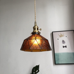 Paralume in Vetro Colorato Antico con Supporto in Ottone per Lampadario - Product Image 3
