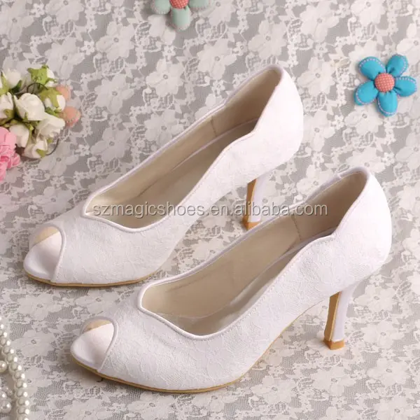 weißer spitze schuhe frauen hochzeit schuhe peep toe