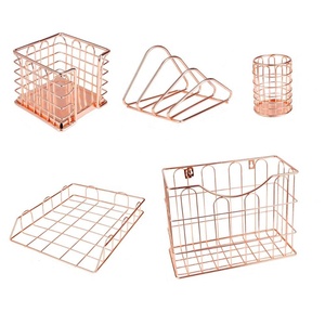 Ensemble <span class=keywords><strong>de</strong></span> 5 organisateurs <span class=keywords><strong>de</strong></span> <span class=keywords><strong>bureau</strong></span>, ensemble d'accessoires <span class=keywords><strong>de</strong></span> <span class=keywords><strong>bureau</strong></span> en or rose - Product Image 2