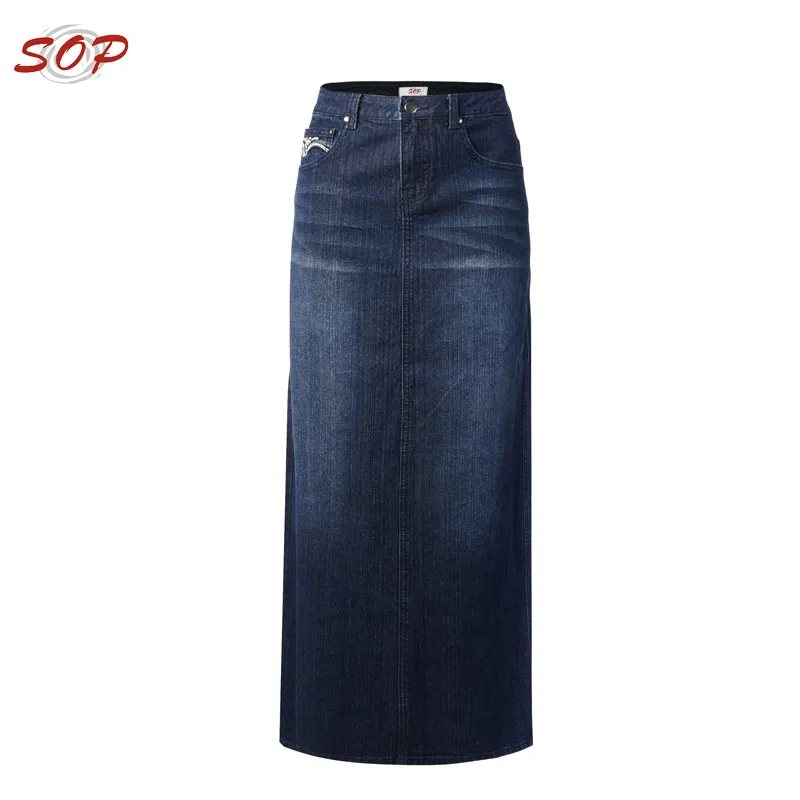 Plus size maxi skirts denim embroidery designs skirt woman