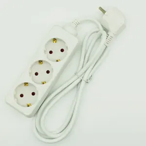 Best Selling 10A/250V 3 Ways European Power Strips Schuko Extension Cord without switch