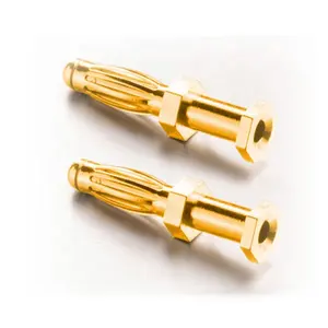 Custom ทองเหลืองความแม่นยำสูง Pins ชายทองชุบแรงดันไฟฟ้าปลั๊กกล้วย2.5มม.ผู้ผลิต