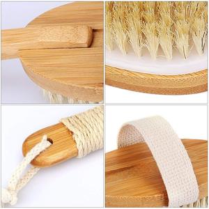 Venta caliente de tamaño doble desmontable para <span class=keywords><strong>cepillo</strong></span> de cuerpo trasero mango largo cepillos de baño de bambú de madera esponjas y depuradores - Product Image 5