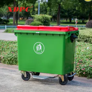Commercio all'ingrosso en840 4 ruote 660l industriale di plastica 4 ruote mobile spazzatura rifiuti trolley bidone della spazzatura cestino