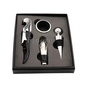 Wine Opener Set con Versatore Vino Opener Cavatappi, tappi e A Goccia Anello di 4pcs Gift Set in Elegante Scatola Regalo