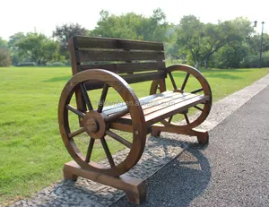 Outdoor Modern Chair Garden Bench Patio Garden Wooden Wagon Wheel Bench