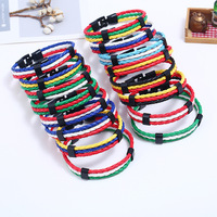 Pulsera de Cuero Personalizada con Bandera Nacional de Brasil, España, Italia, Francia, Rusia, para Fanáticos del Fútbol, Pulseras de Cuero PU Coloridas, Regalo