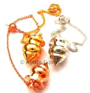 Piedras curativas naturales de 7 Chakras al por mayor, cristales de gemas personalizados, péndulos de jaula, péndulos temáticos de bola de latón y ágata - Product Image 1
