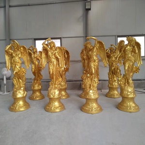 Commercio all'ingrosso dorato in fibra di vetro a grandezza naturale in resina greco quattro stagione statua di angelo - Product Image 1