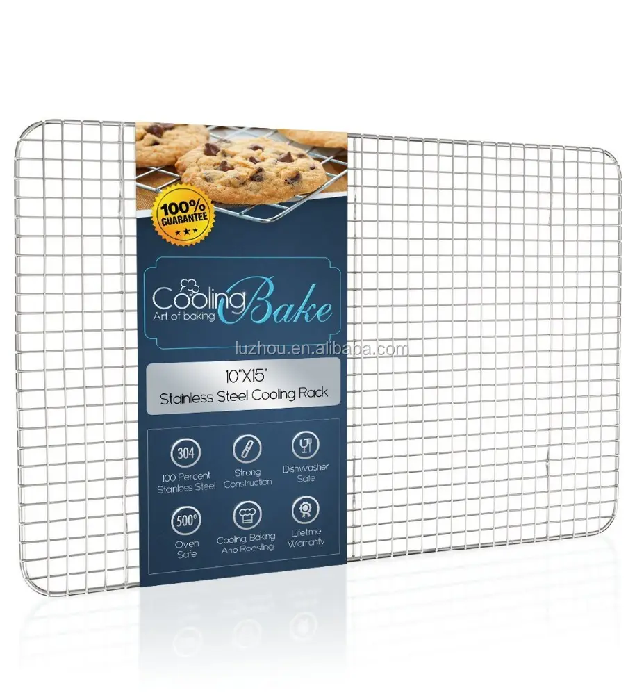 Cooling Bake Wire Cooling Rack, Oven Safe - For Cooling or Baking - 100% Stainless Steel, 10" x 15"