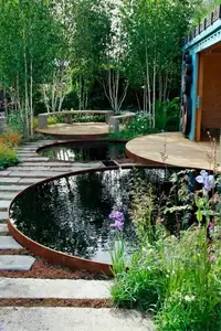 Fontaine de piscine d'eau en acier, jardin, fournisseur chinois