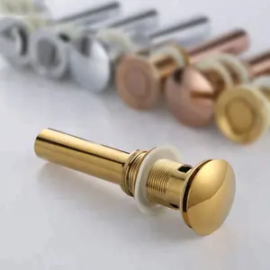 Solid Brass Phòng Tắm Chậu Rửa Bồn Rửa Pop Up Cống Có/Không Tràn Vàng Kết Thúc Bộ Phận Phòng Tắm Phụ Kiện Vòi