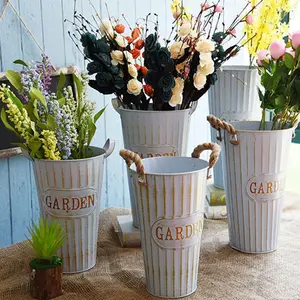 fashionable tin bucket iron art flower bucket flower vase
