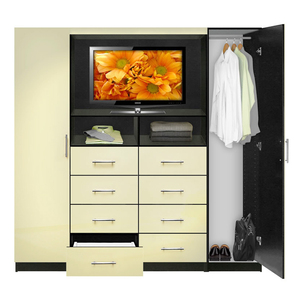Free Standing Bedroom <strong>Wardrobe</strong> <strong>Unit</strong> TV Wall <strong>Unit</strong> for Bedrooms With Tv Stand Space and 2 Doors 8 Drawers - Product Image 2