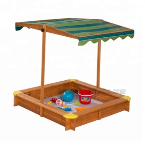 أطفال ملعب حديقة sandpit خشبي مع غطاء أخضر - Product Image 1