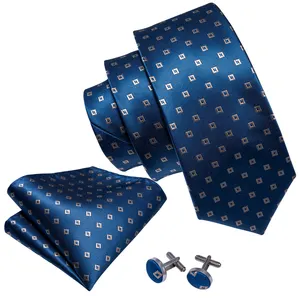 คุณภาพสูงแฟชั่นสีฟ้างานแต่งงาน Tie ชุด 100% ผ้าไหมเน็คไทผ้าไหม 8.5 เซนติเมตร Novelty คอ Tie