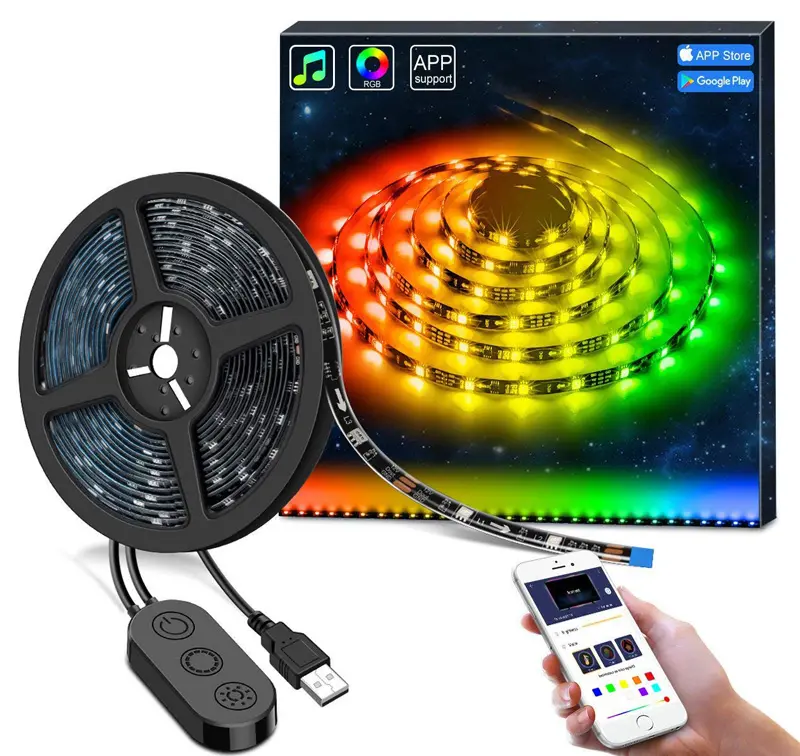 Tiras de LED APP RGBW Multi DIY Color Accent Tiras de LED 5M Tira de luces LED para TV con decoración de vida inteligente