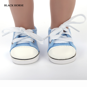 Baskets de poupée pour poupées de 18 pouces, chaussures de poupée en toile bleue