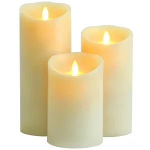 5 inch Moving Wick Mirage Flameless Unscented Wax Pillar Candle