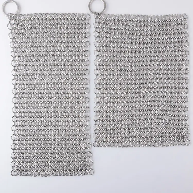 7x7 Thép Không Gỉ Đúc Sắt Sạch Hơn 316l Chainmail Scrubber Cho Đúc Sắt Đúc Sắt Scraper Vòng