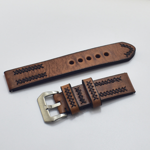 <span class=keywords><strong>Cinturino</strong></span>/<span class=keywords><strong>cinturino</strong></span> in <span class=keywords><strong>pelle</strong></span> Vintage intrecciato marrone Twist <span class=keywords><strong>22</strong></span> 24mm con chiusura - Product Image 2