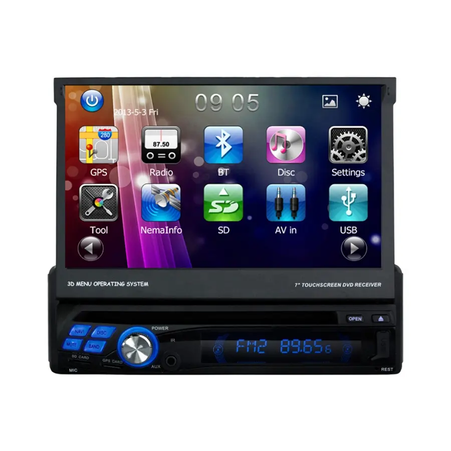 เครื่องเสียงรถยนต์อเนกประสงค์,WINCE 6.0 OS MTK 3360 DVD + SWC + BT + วิทยุ/RDS + สมุดโทรศัพท์ + ช่อง AUX IN + GPS 7นิ้ว1 Din