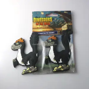 Nuevo imán de PVC 3D de dinosaurios de dibujos animados personalizados creativos. Imán de plástico blando para nevera