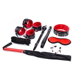 <span class=keywords><strong>PU</strong></span>レザーBDSMボディ手錠8ピース/セットぬいぐるみSMセックスボンデージギア5Mロープハーネス付き男性拘束用 - Product Image 1