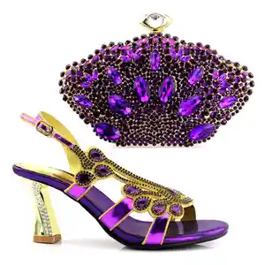 AB7722 #1 2018 colore Viola scarpe tacco alto con pietre borsa mathching