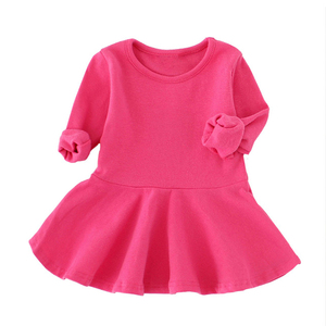 Vestito Casual a Linea A per Bambine, Maniche Lunghe, Colore Grigio e Rosa, Lunghezza al Ginocchio - Product Image 3