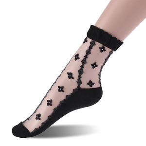 Chaussettes en <span class=keywords><strong>cristal</strong></span> personnalisées pour femmes, motif floral, fabriquées en Chine - Product Image 2