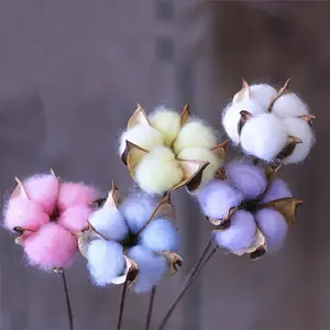 Kuru çiçek CAWELL ev dekorasyon için Yapay pamuk kuru çiçek