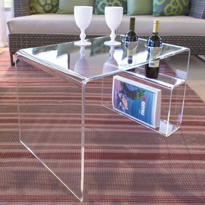 <span class=keywords><strong>Transparente</strong></span> de plexiglás de acrílico <span class=keywords><strong>transparente</strong></span>, <span class=keywords><strong>mesa</strong></span> de café con Magazine Rack - Product Image 3