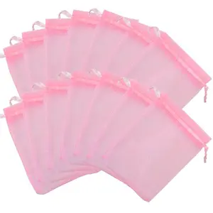 9x12cm In Stock Wholesale Jewelry Packaging Organza Bags Bracelet Beads Gift Pouch Pink Bag Organza
