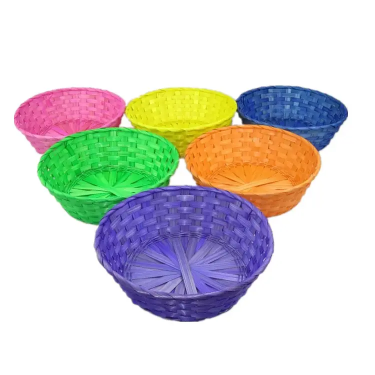 YULIN JIAFU Distributor new item handmade round bamboo Christmas baskets easter baskets